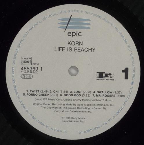 Korn Life Is Peachy - EX vinyl LP album (LP record) UK KORLPLI880707