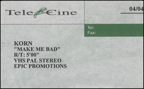 Korn Make Me Bad video (VHS or PAL or NTSC) UK KORVIMA168336