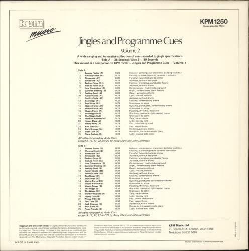 KPM Library Jingles And Programme Cues Volume 2 vinyl LP album (LP record) UK KP1LPJI892923