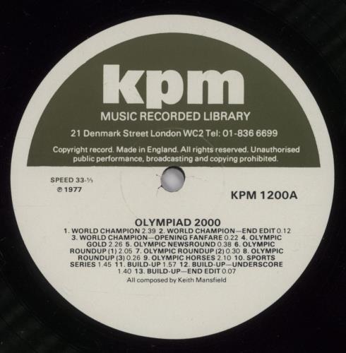 KPM Library Olympiad 2000 vinyl LP album (LP record) UK KP1LPOL893820