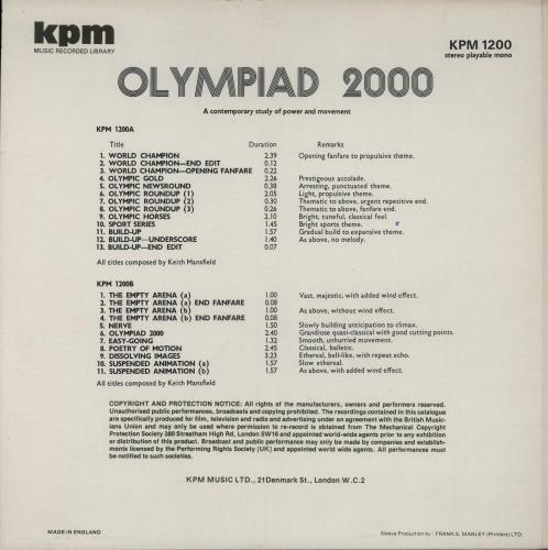 KPM Library Olympiad 2000 vinyl LP album (LP record) UK KP1LPOL893820