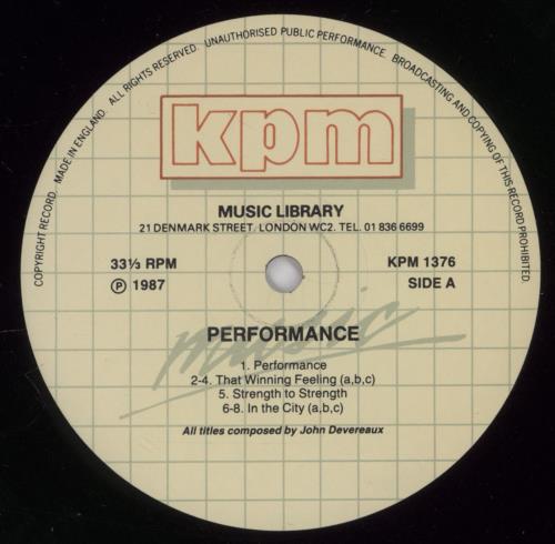 KPM Library Performance vinyl LP album (LP record) UK KP1LPPE893822