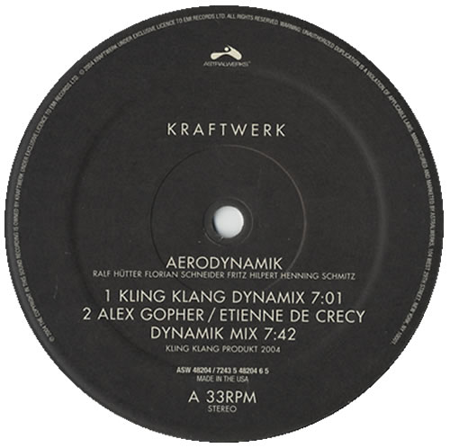Kraftwerk Aerodynamik 12" vinyl single (12 inch record / Maxi-single) US KRA12AE307135