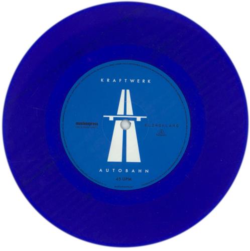 Kraftwerk Autobahn - Blue Vinyl 7" + MusikExpress Magazine 7" vinyl single (7 inch record / 45) German KRA07AU867864