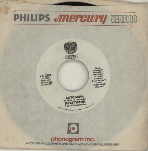 Kraftwerk Autobahn 7" vinyl single (7 inch record / 45) US KRA07AU682460
