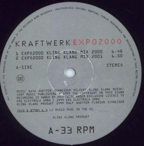Kraftwerk Expo 2000 12" vinyl single (12 inch record / Maxi-single) German KRA12EX147247