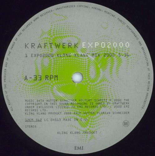 Kraftwerk Expo 2000 12" vinyl single (12 inch record / Maxi-single) UK KRA12EX152773