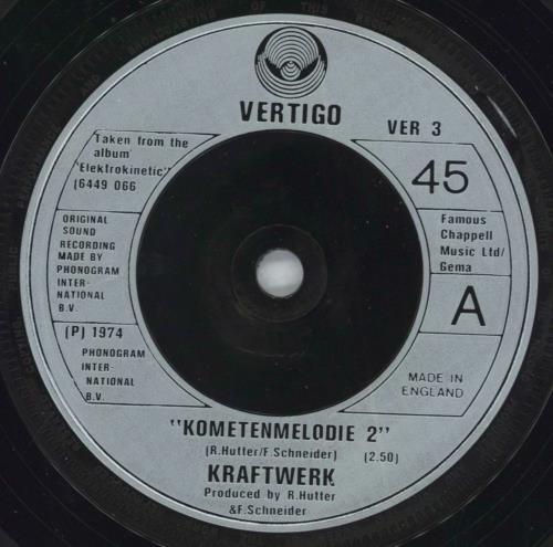 Kraftwerk Kometenmelodie 2 - Deletion Marked 7" vinyl single (7 inch record / 45) UK KRA07KO823473