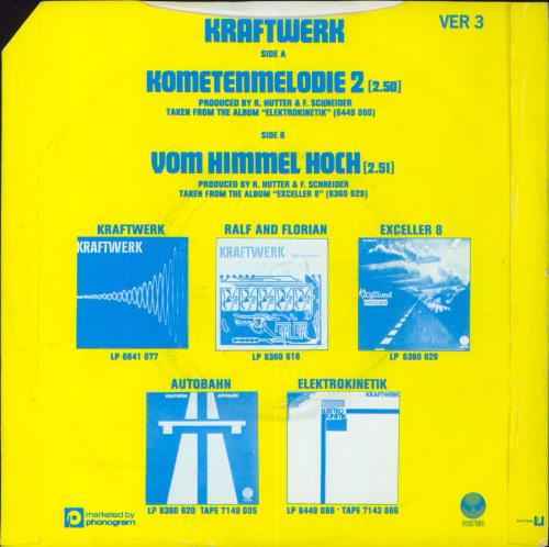 Kraftwerk Kometenmelodie 2 - Deletion Marked 7" vinyl single (7 inch record / 45) UK KRA07KO823473