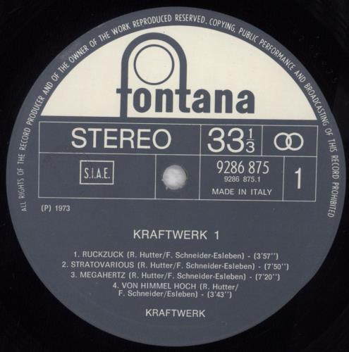 Kraftwerk Kraftwerk 1 vinyl LP album (LP record) Italian KRALPKR608626