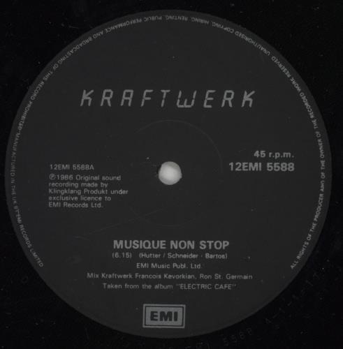 Kraftwerk Musique Non Stop 12" vinyl single (12 inch record / Maxi-single) UK KRA12MU15294
