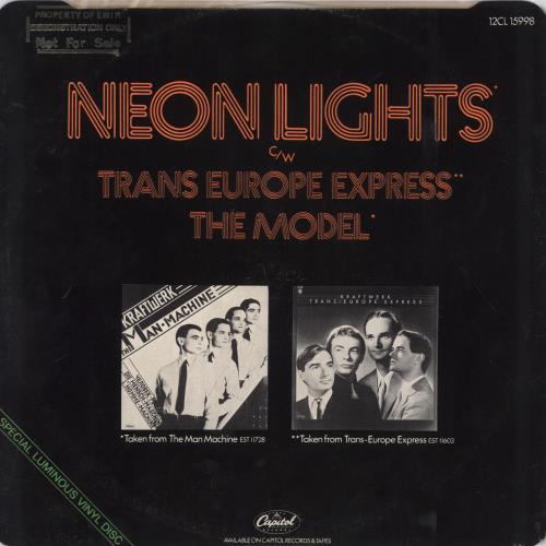 Kraftwerk Neon Lights Luminous Promo Stamped UK Promo 12" vinyl
