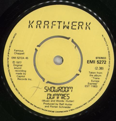 Kraftwerk Showroom Dummies 7" vinyl single (7 inch record / 45) UK KRA07SH23712