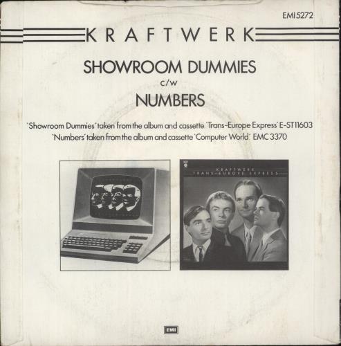 Kraftwerk Showroom Dummies 7" vinyl single (7 inch record / 45) UK KRA07SH23712