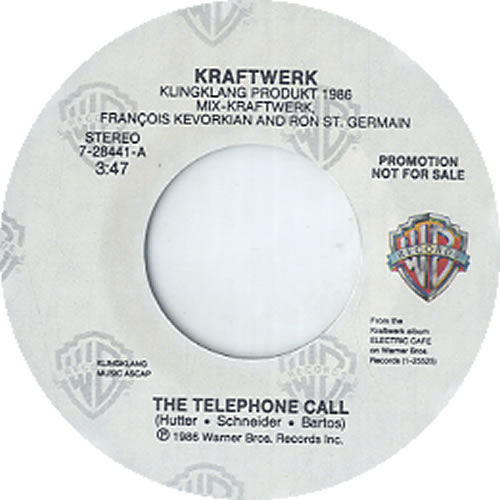 Kraftwerk The Telephone Call 7" vinyl single (7 inch record / 45) US KRA07TH53416