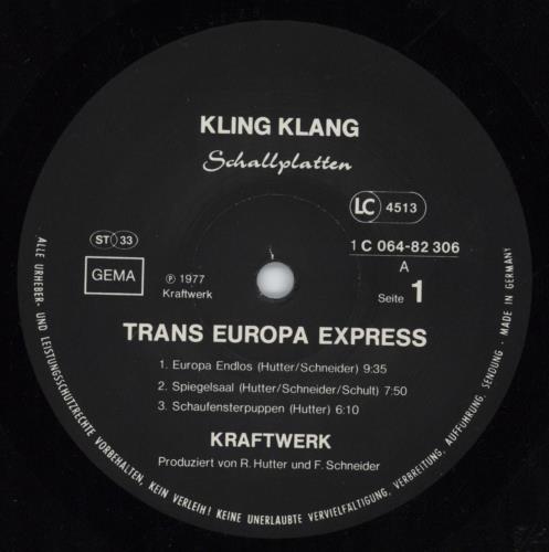 Kraftwerk Trans Europa Express vinyl LP album (LP record) German KRALPTR812717