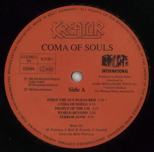 Kreator Coma Of Souls + Merch Insert vinyl LP album (LP record) German KR6LPCO887022