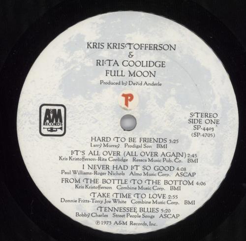 Kris Kristofferson Full Moon vinyl LP album (LP record) US KRSLPFU820009