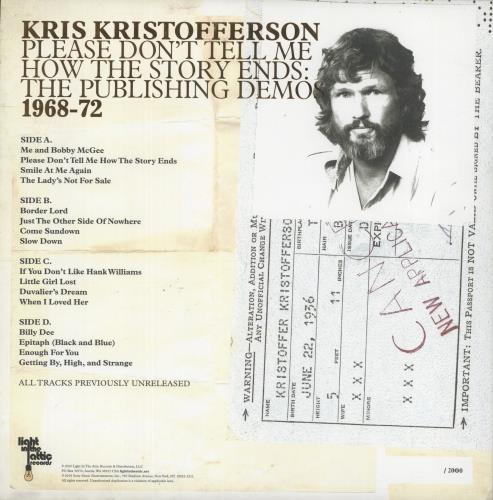 Kris Kristofferson Please Don't Tell Me How The Story Ends: The Publishing Demos 1968-72 - 180gm Vinyl 2-LP vinyl record set (Double LP Album) US KRS2LPL869760