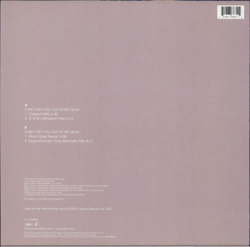 Kylie Minogue Can't Get You Out Of My Head 12" vinyl single (12 inch record / Maxi-single) US KYL12CA822995