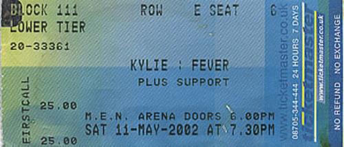 Kylie Minogue Fever concert ticket UK KYLTIFE353650