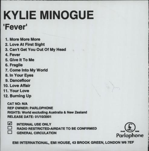 Kylie Minogue Fever CD-R acetate UK KYLCRFE663686