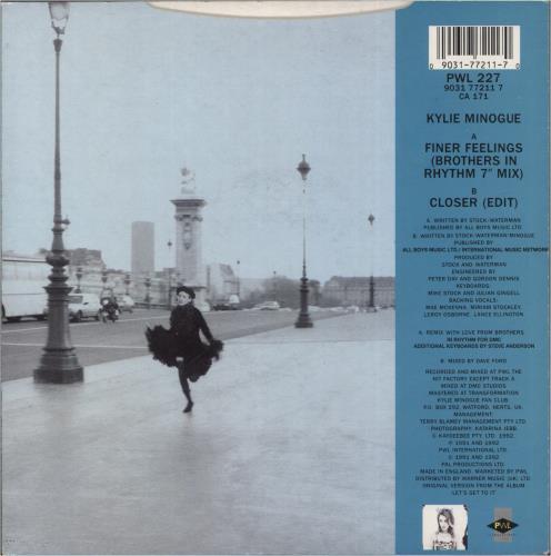 Kylie Minogue Finer Feelings 7" vinyl single (7 inch record / 45) UK KYL07FI887667