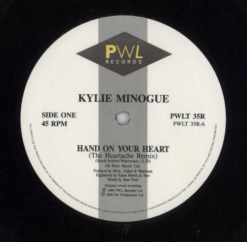 Kylie Minogue Hand On Your Heart - Heartache Mix 12" vinyl single (12 inch record / Maxi-single) UK KYL12HA08869