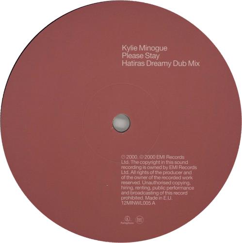 Kylie Minogue Please Stay - 1-sided 12" vinyl single (12 inch record / Maxi-single) UK KYL12PL180913