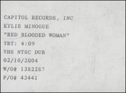 Kylie Minogue Red Blooded Woman video (VHS or PAL or NTSC) US KYLVIRE279995