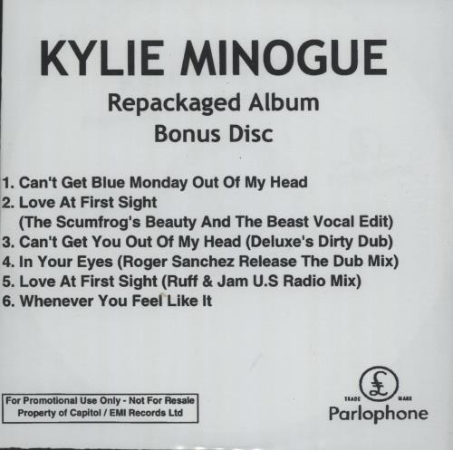 Kylie Minogue Repackaged Album - Bonus Disc CD-R acetate UK KYLCRRE663525