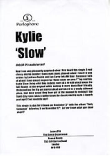 Kylie Minogue Slow - white label 12" vinyl single (12 inch record / Maxi-single) UK KYL12SL263572