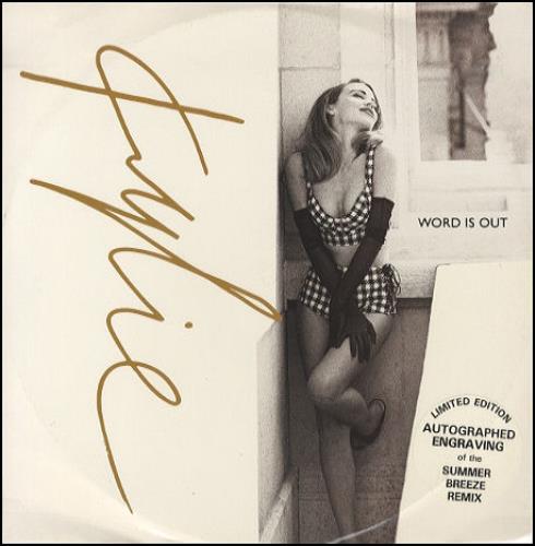 Kylie Minogue Word Is Out - Etched - EX 12" vinyl single (12 inch record / Maxi-single) UK KYL12WO09099
