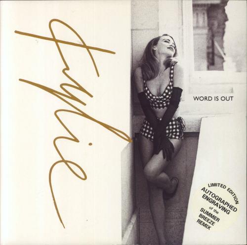 Kylie Minogue Word Is Out - Etched - Hype & Barcode Stickered 12" vinyl single (12 inch record / Maxi-single) UK KYL12WO832899