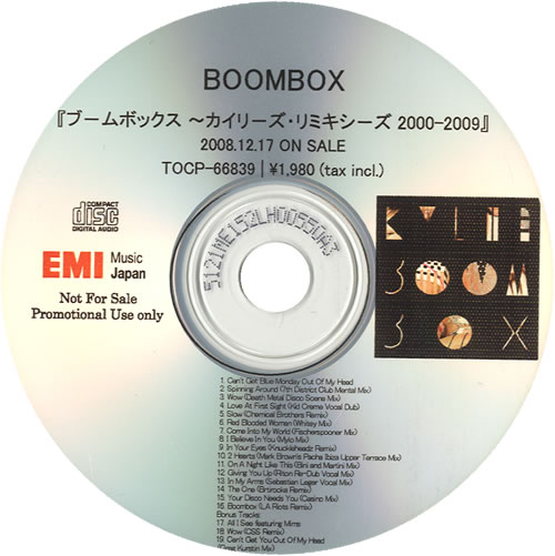 Kylie Minogue Boombox + Press Sheet Japanese Promo CDR acetate (460387)