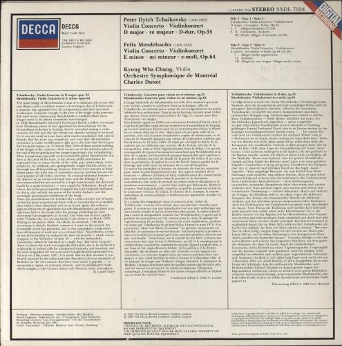 Kyung-Wha Chung Tchaikovsky & Mendelssohn Violin Concertos - 1st - EX vinyl LP album (LP record) UK KY0LPTC803701