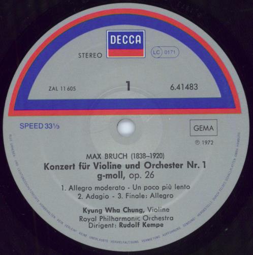 Kyung-Wha Chung ViolinKonzert Nr. 1/ Schottische Fantasie (Violin Concerto/ Scottish Fantasia) vinyl LP album (LP record) UK KY0LPVI795004