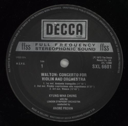 Kyung-Wha Chung Walton: Violin Concerto / Stravinsky: Violin Concerto vinyl LP album (LP record) Dutch KY0LPWA875181