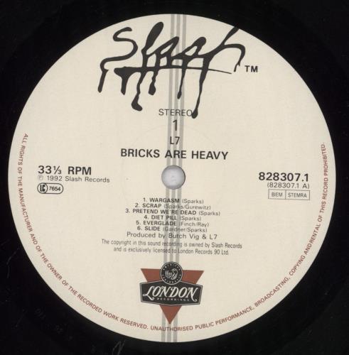 L7 Bricks Are Heavy vinyl LP album (LP record) UK L-7LPBR500063