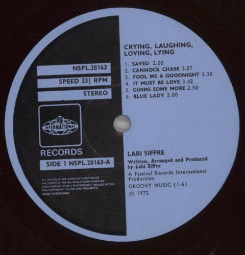 Labi Siffre Crying Laughing Loving Lying - Translucent Red Vinyl vinyl LP album (LP record) UK SIFLPCR876040