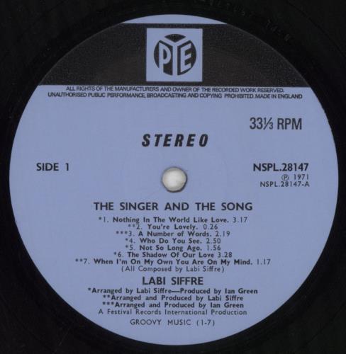 Labi Siffre The Singer And The Song vinyl LP album (LP record) UK SIFLPTH378763