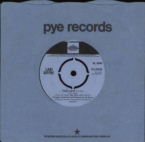 Labi Siffre Too Late 7" vinyl single (7 inch record / 45) UK SIF07TO700001