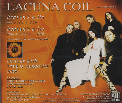 Lacuna Coil Heaven's A Lie CD single (CD5 / 5") US UNLC5HE462676