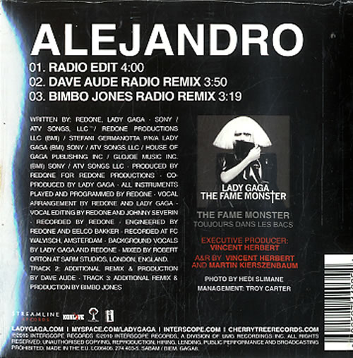 Lady Gaga Alejandro CD single (CD5 / 5") French LGQC5AL626545