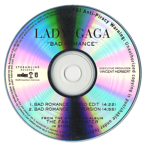 Lady Gaga Bad Romance CD-R acetate US LGQCRBA491670