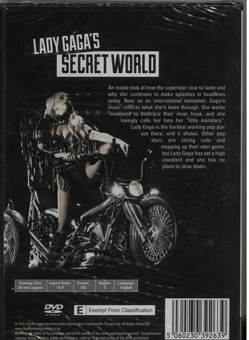 Lady Gaga Lady Gaga's Secret World DVD UK LGQDDLA636798