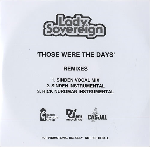 Lady Sovereign Those Were The Days - Remixes CD-R acetate UK LDVCRTH477208