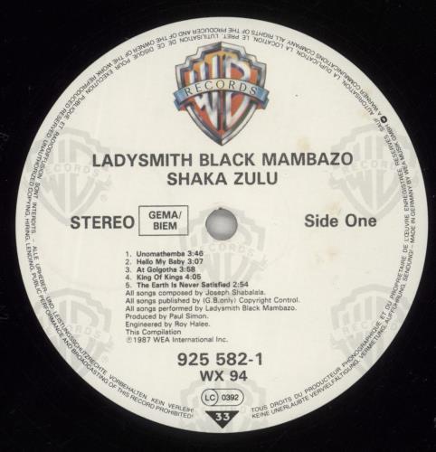 Ladysmith Black Mambazo Shaka Zulu - EX vinyl LP album (LP record) UK LBMLPSH876055