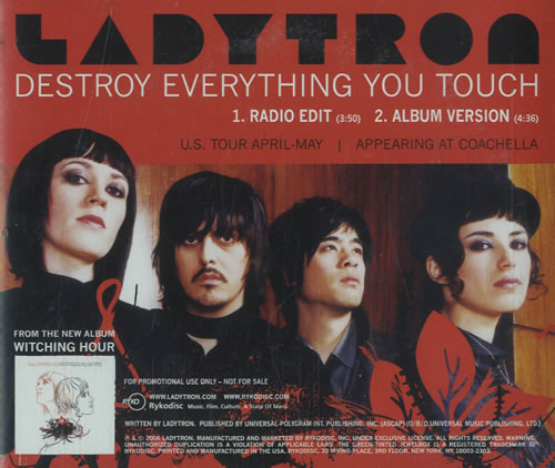 Ladytron Destroy Everything You Touch CD single (CD5 / 5") US LYRC5DE485064