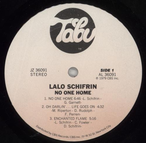 Lalo Schifrin No One Home vinyl LP album (LP record) US LALLPNO878669